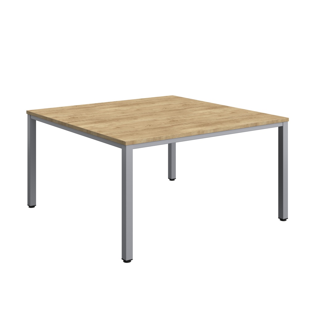 Fraction Infinity Square Meeting Table (FSC) | 1400 X 1400 | Natural Nebraska Oak/Silver