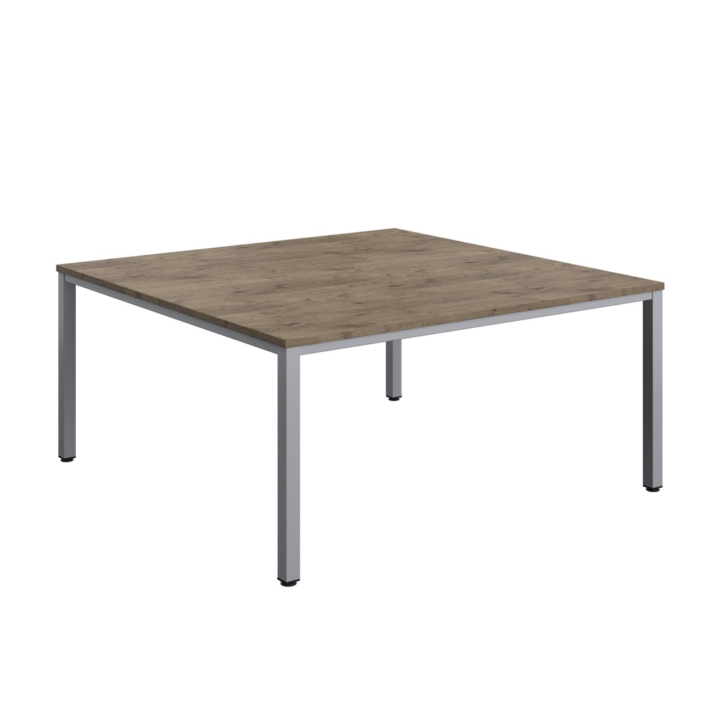 Fraction Infinity Square Meeting Table (FSC) | 1600 X 1600 | Grey Nebraska Oak/Silver