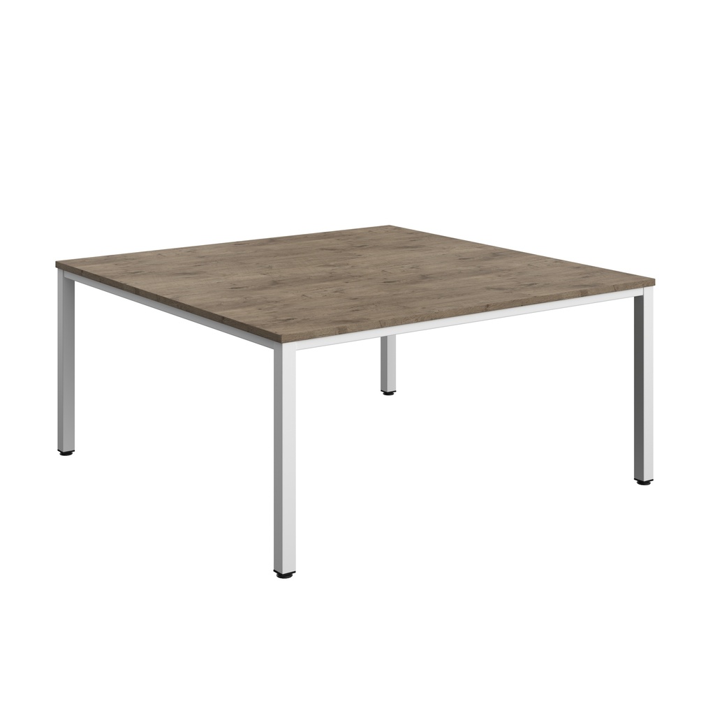 Fraction Infinity Square Meeting Table (FSC) | 1600 X 1600 | Grey Nebraska Oak/White