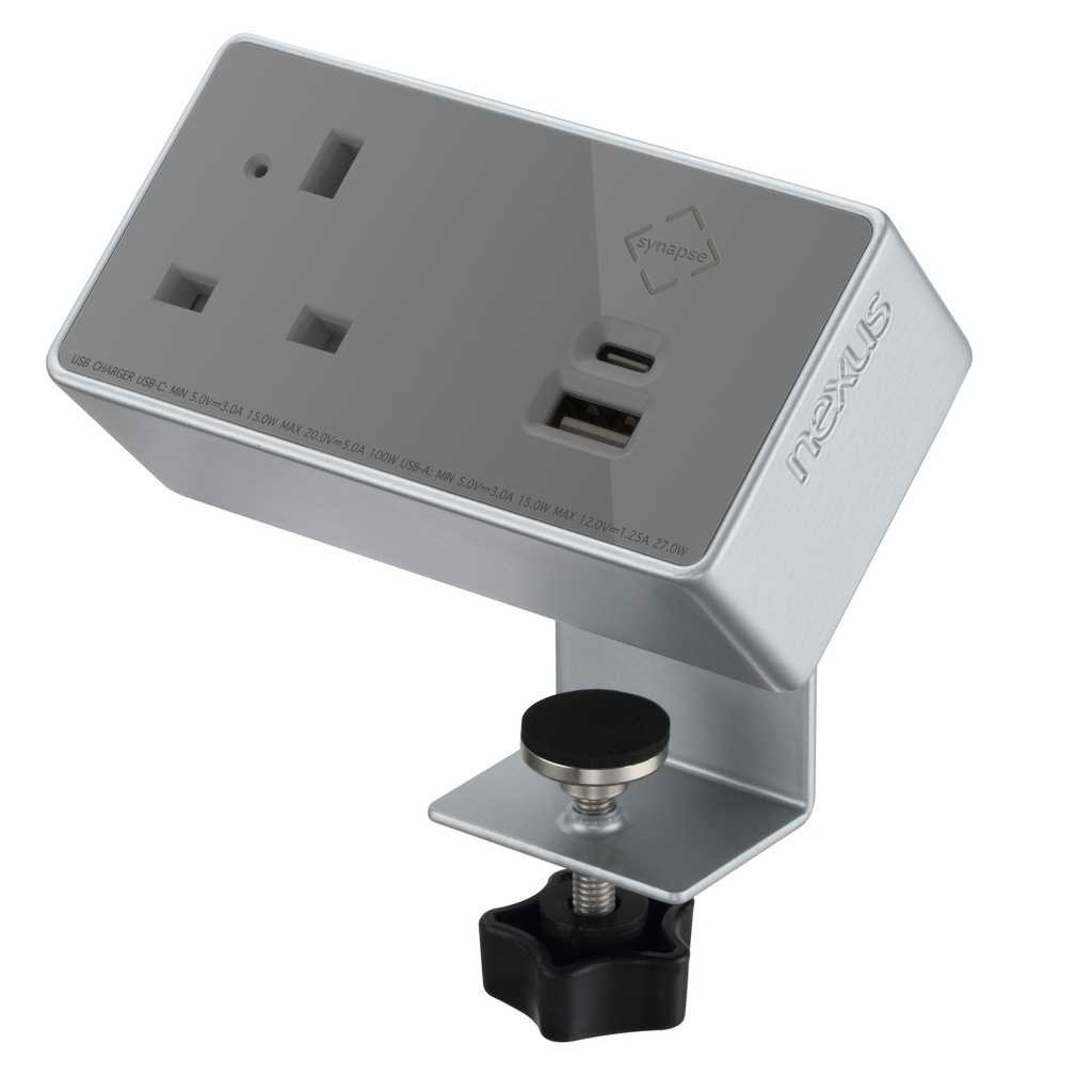 Desktop Power Module 1X 240V Uk
Socket, 30W Usb-C, 27W Usb-A
Silver Housing Grey Veneer