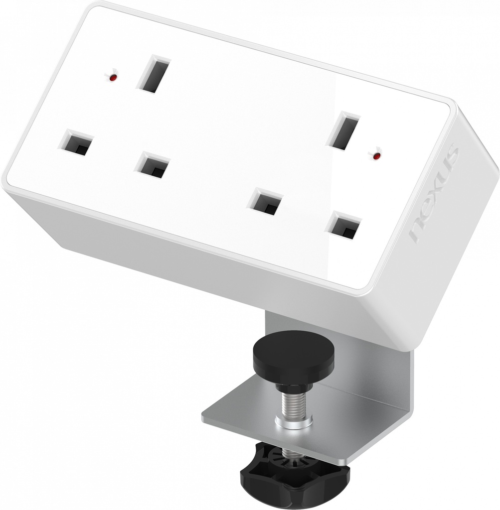 Desktop Power Module 2X 240V Uk Sockets White Housing White Veneer