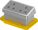 In-Desk Power Module 2X 240V UK Sckets Silver Housing Grey Veneer