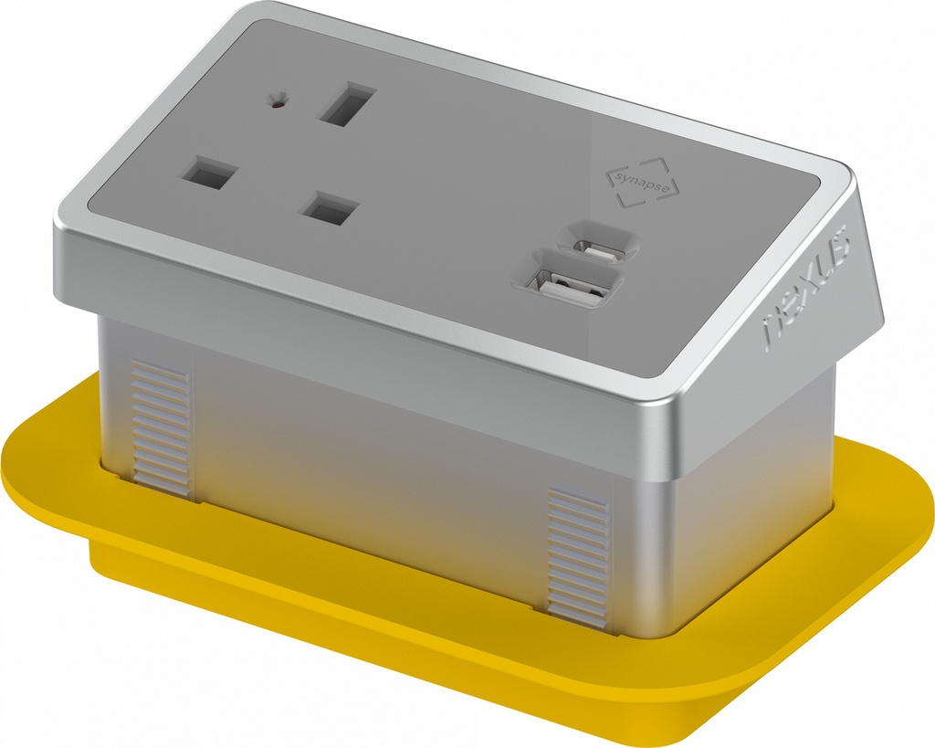 In-Desk Power Module 1X 240V Uk
Socket, Synapseâ„¢ 100W Usb-C,
27W Usb-A Silver Housing Grey
Veneer