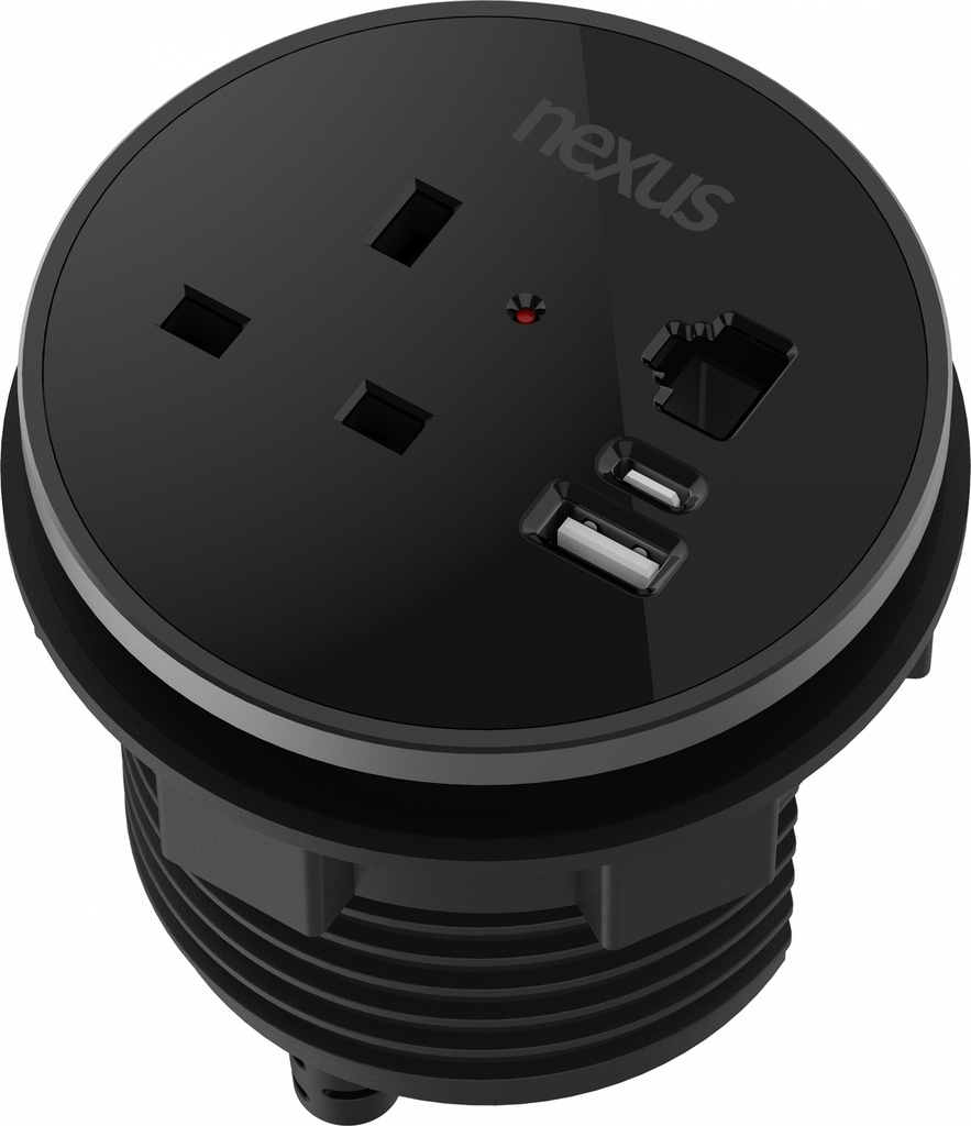 80Mm In-Desk Power Module 1X
240V Uk Socket, 30W Usb-C, 27W
Usb-A, Black Housing, Black Bezel,
Black Veneer (With Additional Rj45
Keystone Blank - Keystone Not
Supplied)