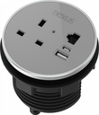 80Mm In-Desk Power Module 1X
240V Uk Socket, 30W Usb-C, 27W
Usb-A, Black Housing, Silver Bezel,
Grey Veneer (With Additional Rj45
Keystone Blank - Keystone Not
Supplied)