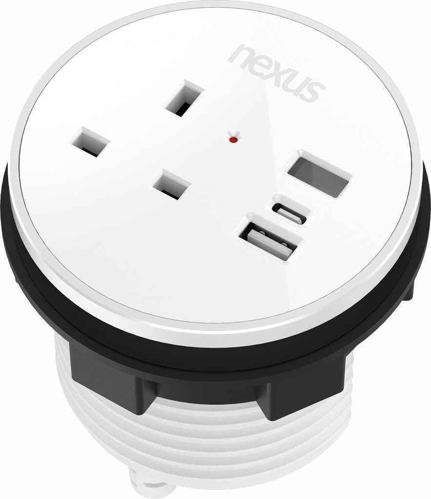 80Mm In-Desk Power Module 1X
240V Uk Socket, 30W Usb-C, 27W
Usb-A, White Housing, White Bezel,
White Veneer (With Additional Usb-A
Keystone Blank - Keystone Not
Supplied)