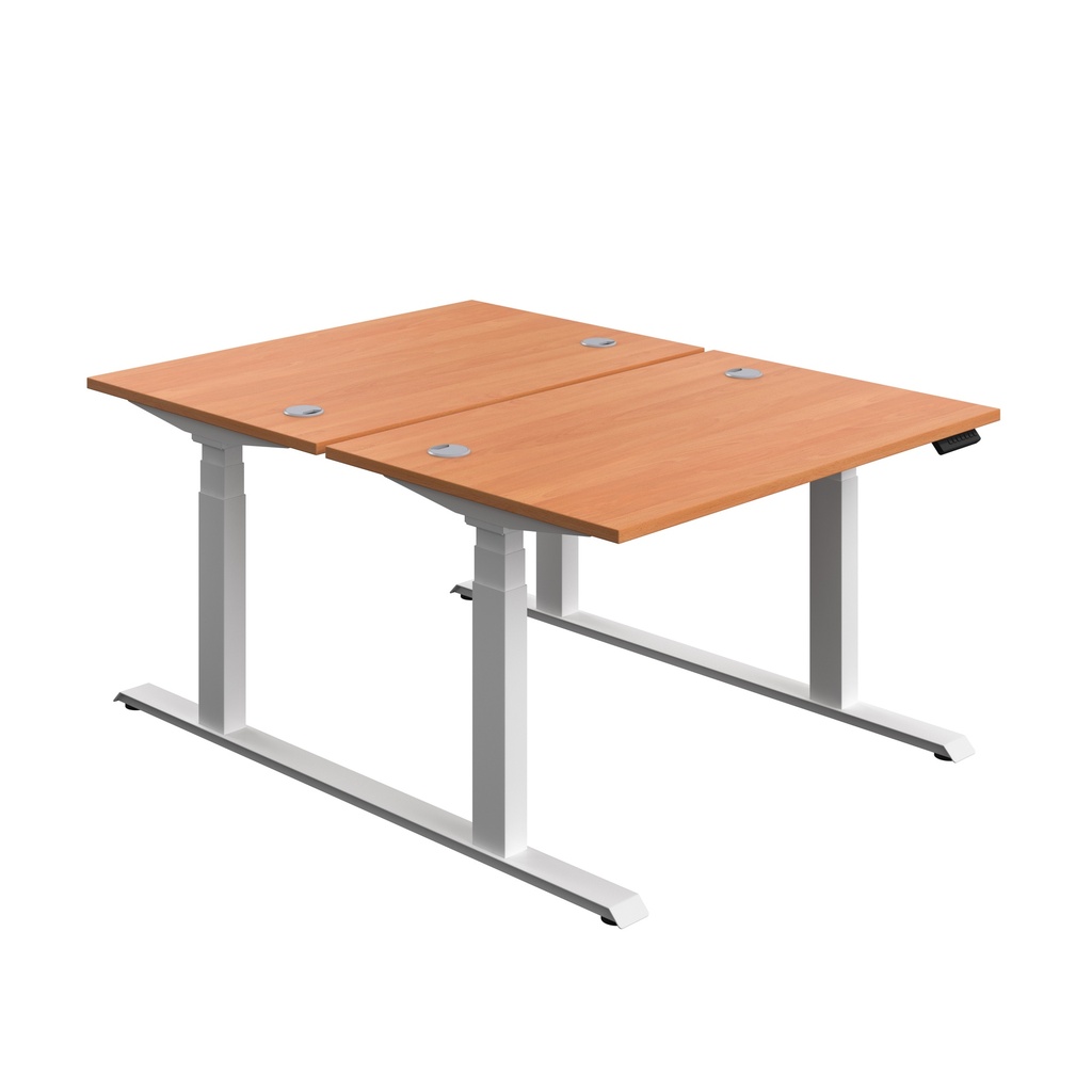 Economy Back To Back Sit Stand Desk (FSC) | 1200 X 800 | Beech/White | 