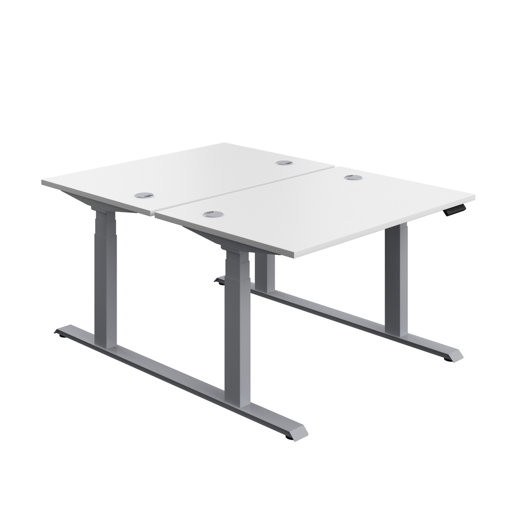 Economy Back To Back Sit Stand Desk (FSC) | 1200 X 800 | White/Silver | 