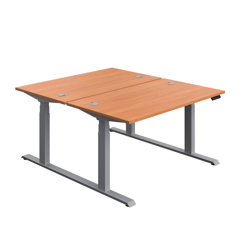 Economy Back To Back Sit Stand Desk (FSC) | 1400 X 800 | Beech/Silver | 