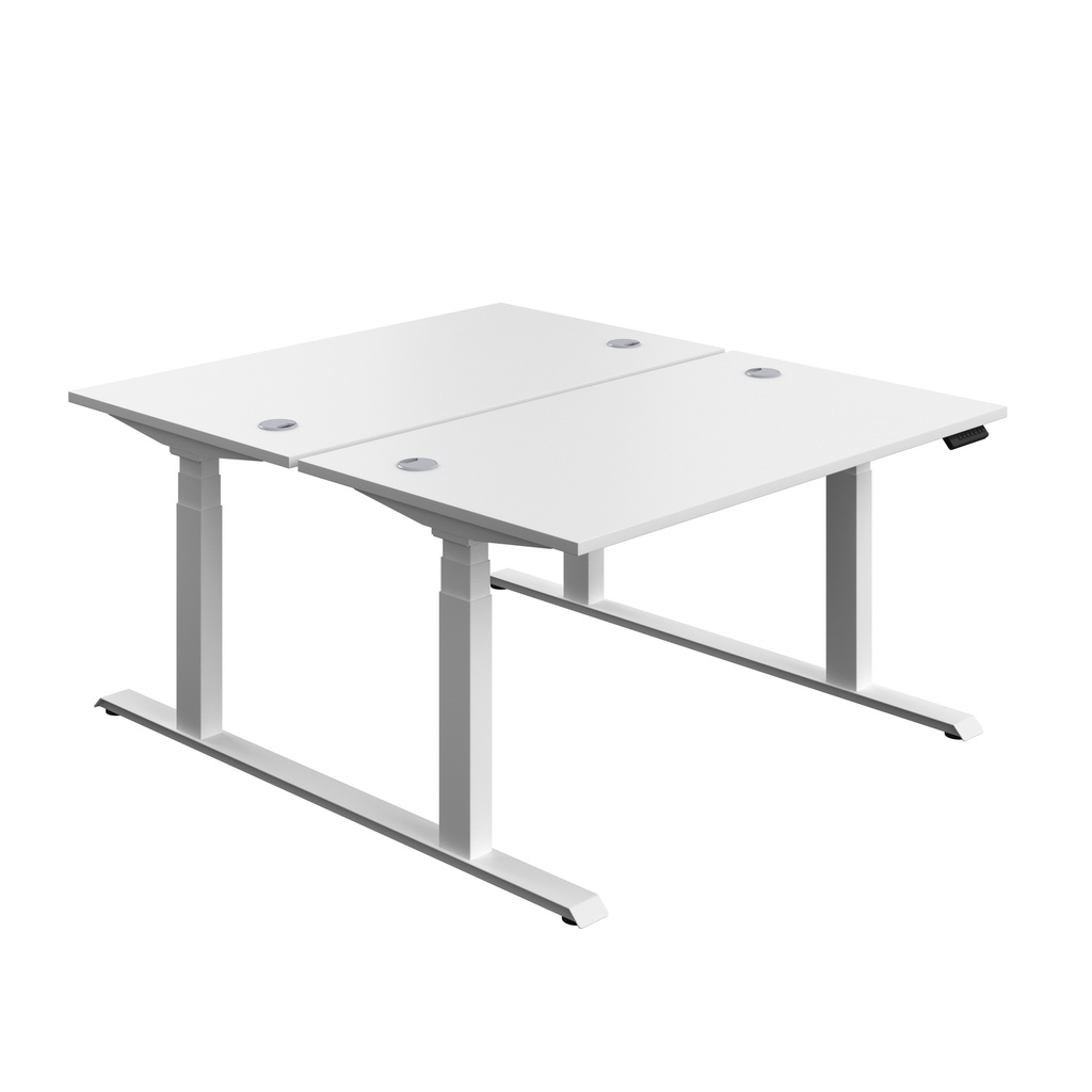 Economy Back To Back Sit Stand Desk (FSC) | 1400 X 800 | White/White | 