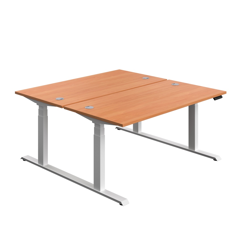 Economy Back To Back Sit Stand Desk (FSC) | 1600 X 800 | Beech/White | 