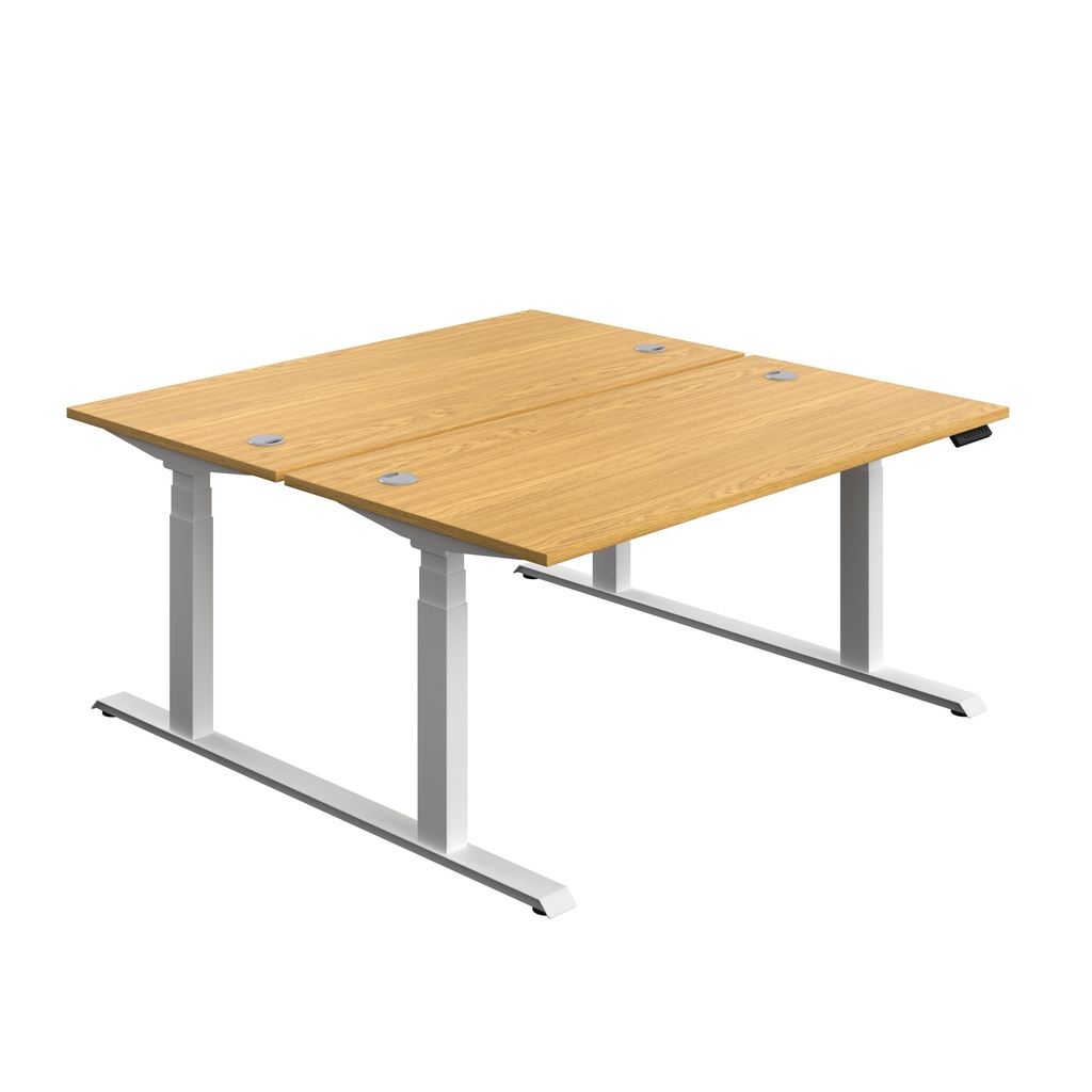 Economy Back To Back Sit Stand Desk (FSC) | 1600 X 800 | Nova Oak/White | 