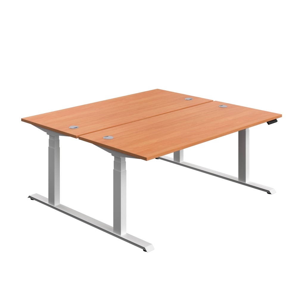 Economy Back To Back Sit Stand Desk (FSC) | 1800 X 800 | Beech/White | 