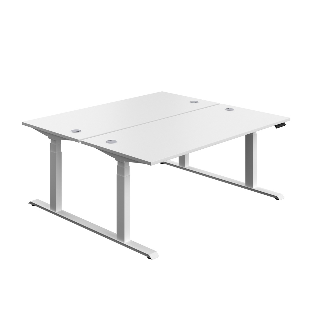 Economy Back To Back Sit Stand Desk (FSC) | 1800 X 800 | White/White | 