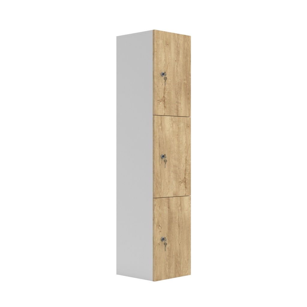 Wooden Locker (FSC) | 3 Doors | Natural Nebraska Oak