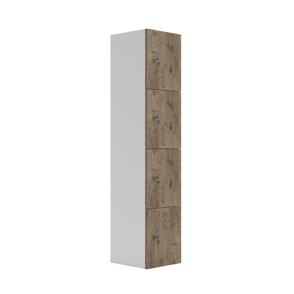 Wooden Locker (FSC) | 4 Doors | Grey Nebraska Oak