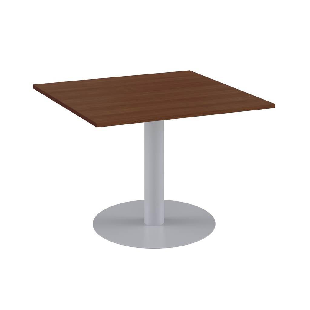 One Contract Meeting Table 1000 X 1000 Silver Base Dark Walnut Top