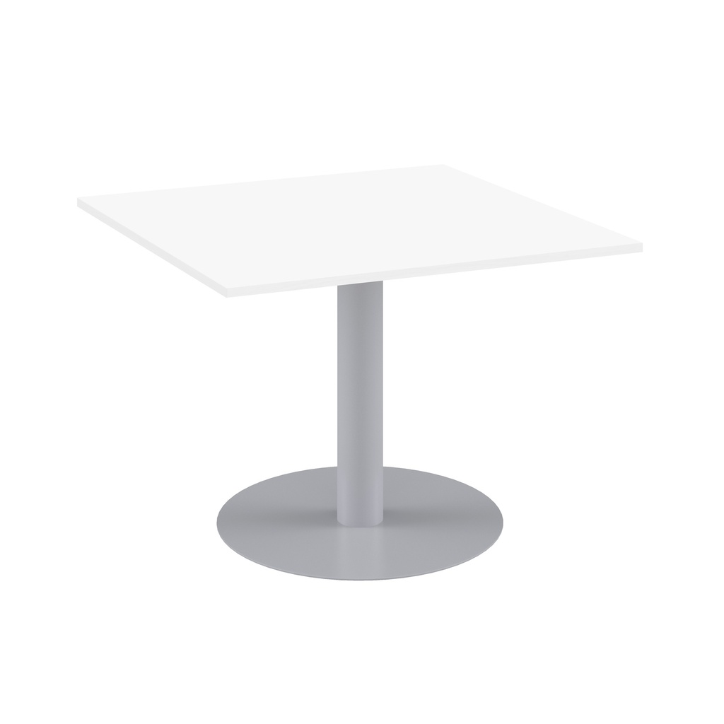 One Contract Meeting Table 1000 X 1000 Silver Base White Top