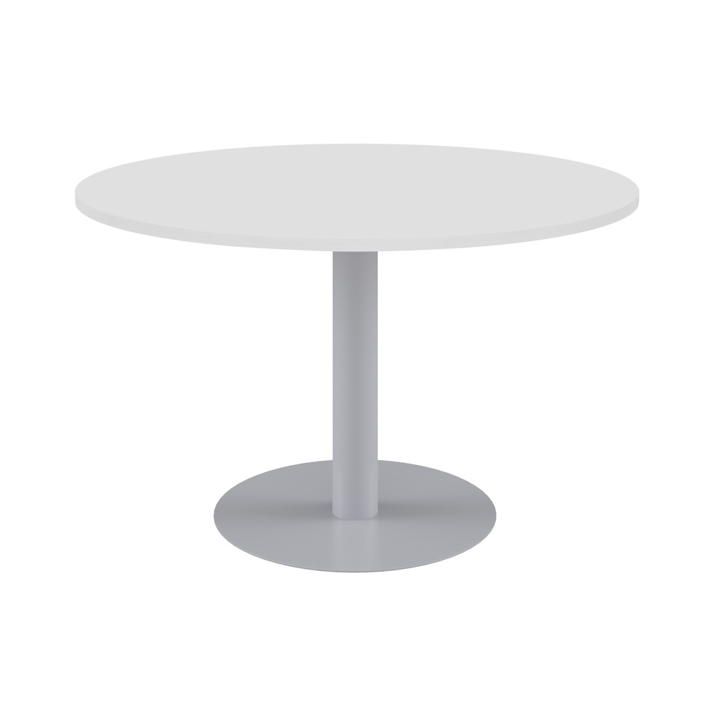 One Contract Meeting Table 1200 Diameter Silver Base White Top