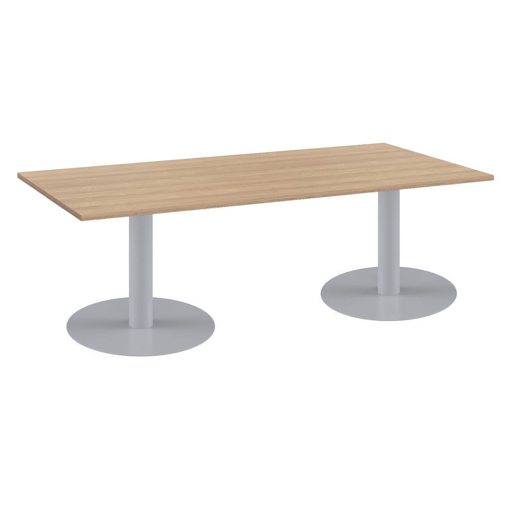 One Contract Meeting Table 1800 X 800 Silver Base Nova Oak Top