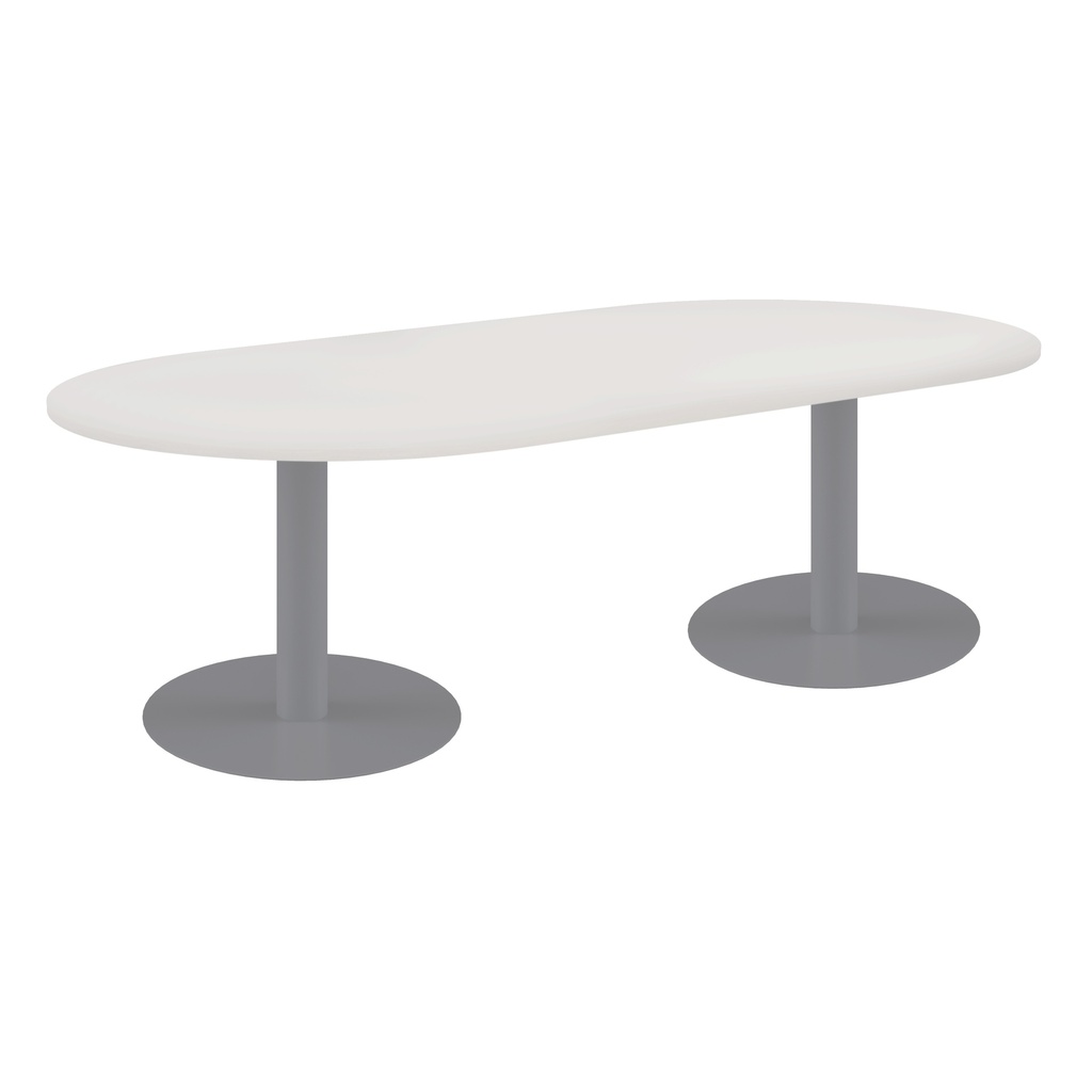 One Contract Meeting Table 2400 X 1000 Radial End Silver Base White Top