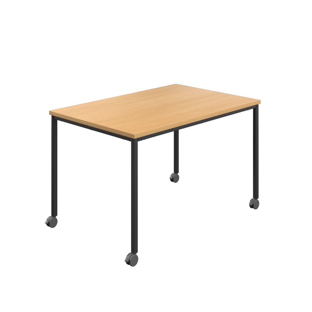 Titan Mobile Rectangular Table (FSC) | 1400 X 600 | Black/Ellmau Beech