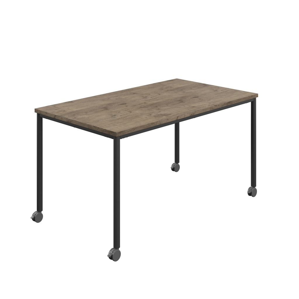 Titan Mobile Rectangular Table (FSC) | 1600 X 600 | Black/Grey Nebraska Oak