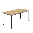 Titan Mobile Rectangular Table (FSC) | 1400 X 800 | Black/Natural Nebraska Oak