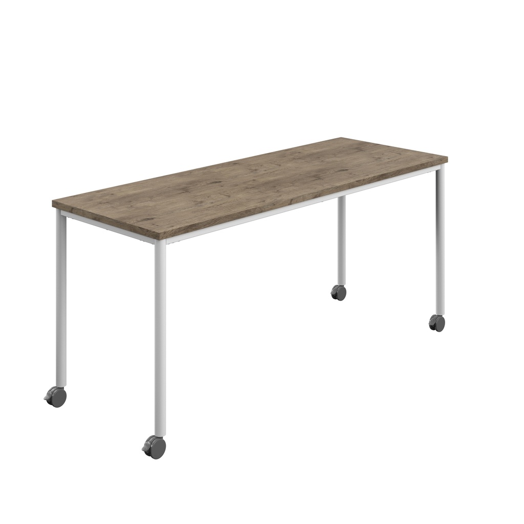 Titan Mobile Rectangular Table (FSC) | 1600 X 800 | White/Grey Nebraska Oak