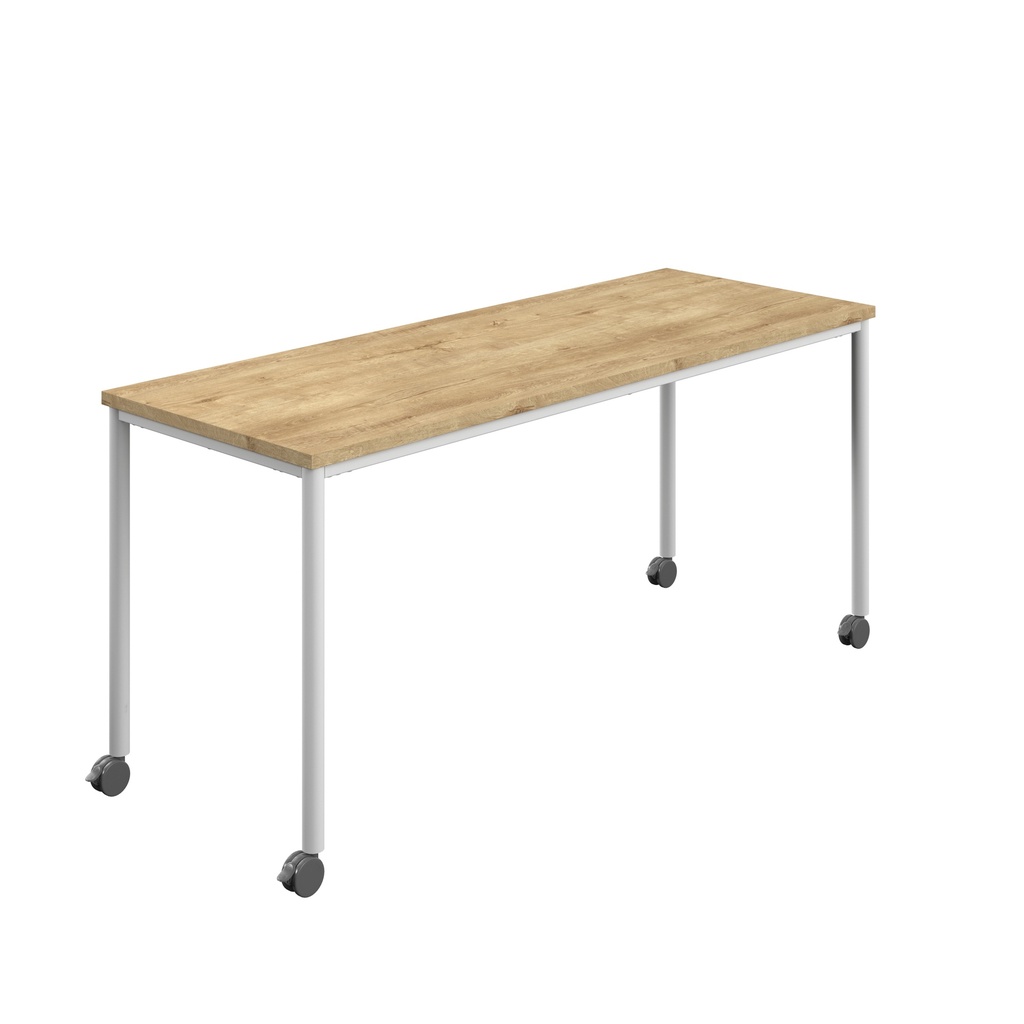 Titan Mobile Rectangular Table (FSC) | 1600 X 800 | White/Natural Nebraska Oak