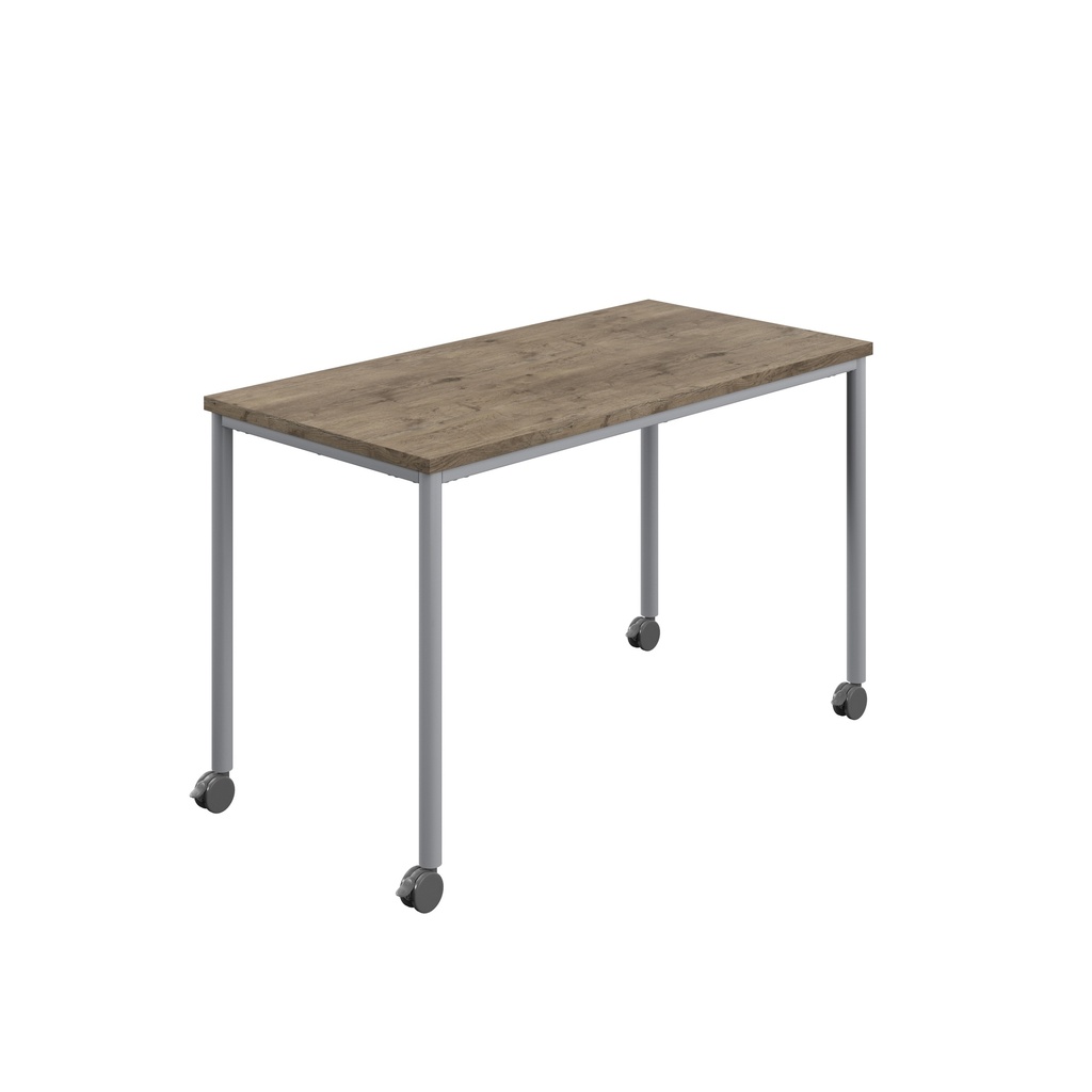 Titan Mobile Rectangular Table (FSC) | 1200 X 600 | Silver/Grey Nebraska Oak