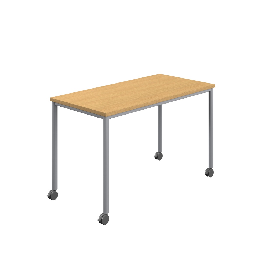 Titan Mobile Rectangular Table (FSC) | 1200 X 600 | Silver/Sorano Oak