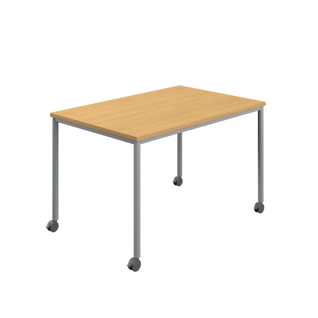 Titan Mobile Rectangular Table (FSC) | 1400 X 600 | Silver/Sorano Oak