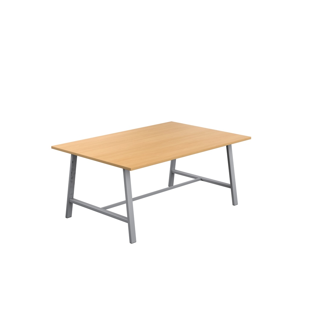 Titan Low Maker Rectangular Table (FSC) | 1800 X 1000 | Silver/Ellmau Beech