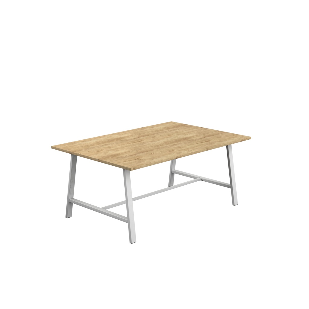 Titan Low Maker Rectangular Table (FSC) | 1800 X 1000 | White/Natural Nebraska Oak