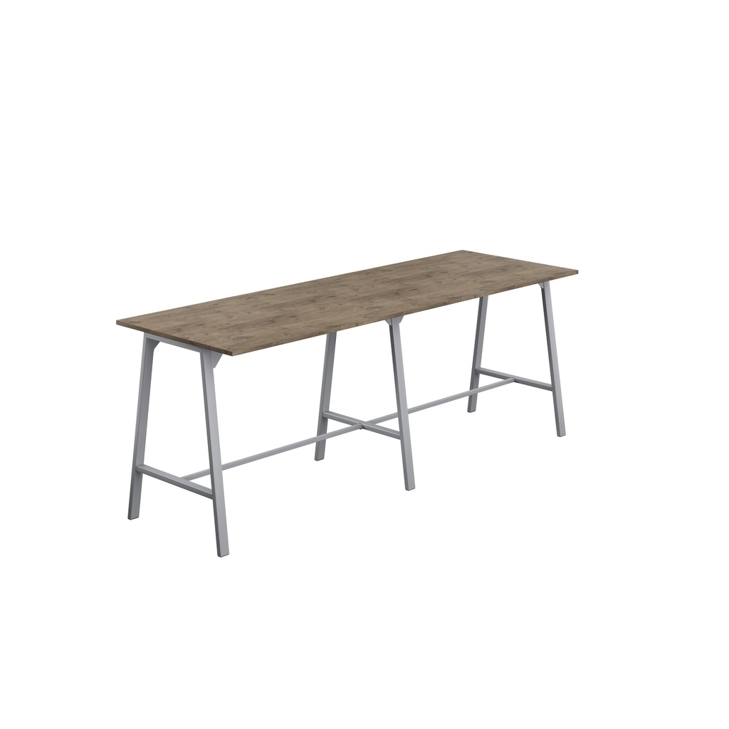 Titan High Maker Rectangular Table (FSC) | 1500 X 1000 | Silver/Grey Nebraska Oak