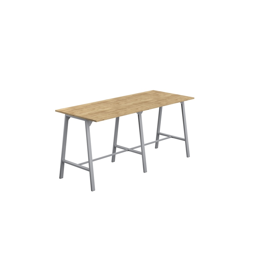 Titan High Maker Rectangular Table (FSC) | 1200 X 1000 | Silver/Natural Nebraska Oak