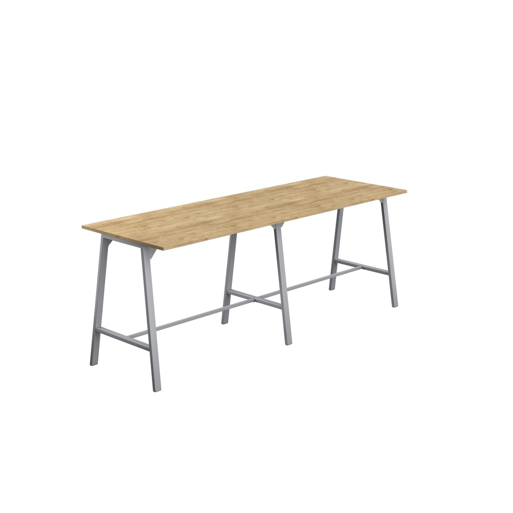 Titan High Maker Rectangular Table (FSC) | 1500 X 1000 | Silver/Natural Nebraska Oak