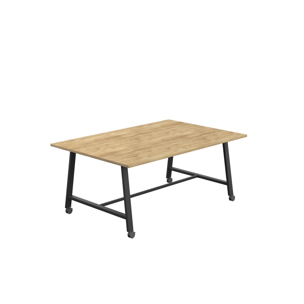 Titan Mobile Low Maker Rectangular Table (FSC) | 1800 X 1000 | Black/Natural Nebraska Oak