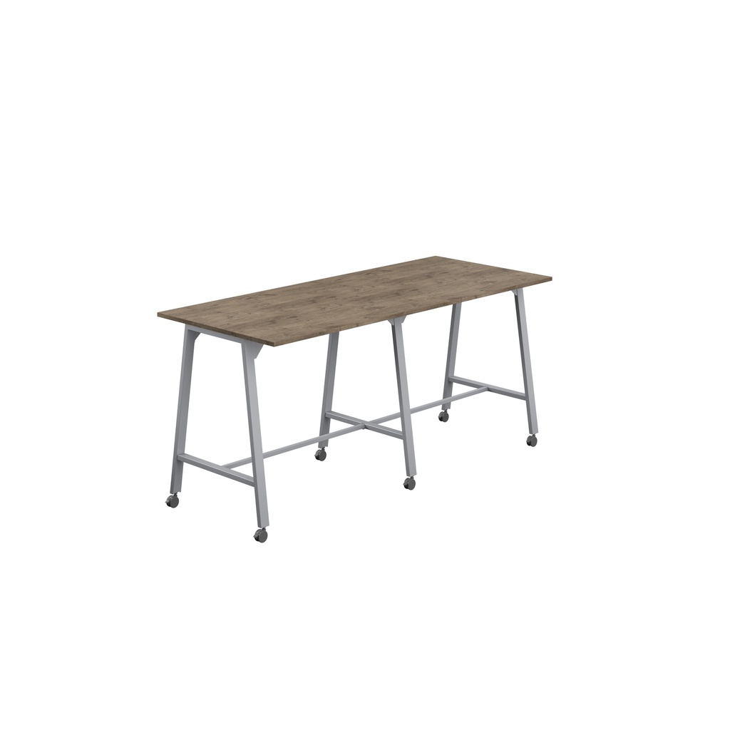 Titan Mobile High Maker Rectangular Table (FSC) | 1200 X 1000 | Silver/Grey Nebraska Oak