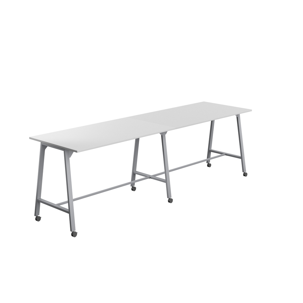 Titan Mobile High Maker Rectangular Table (FSC) | 1800 X 1000 | Silver/White