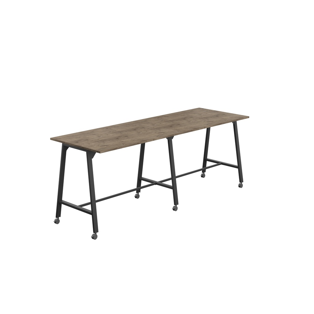 Titan Mobile High Maker Rectangular Table (FSC) | 1500 X 1000 | Black/Grey Nebraska Oak