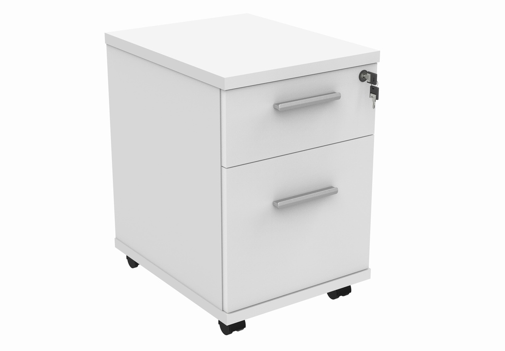 Mobile Under Desk Office Storage Unit (FSC) | 2 Drawers | Arctic White