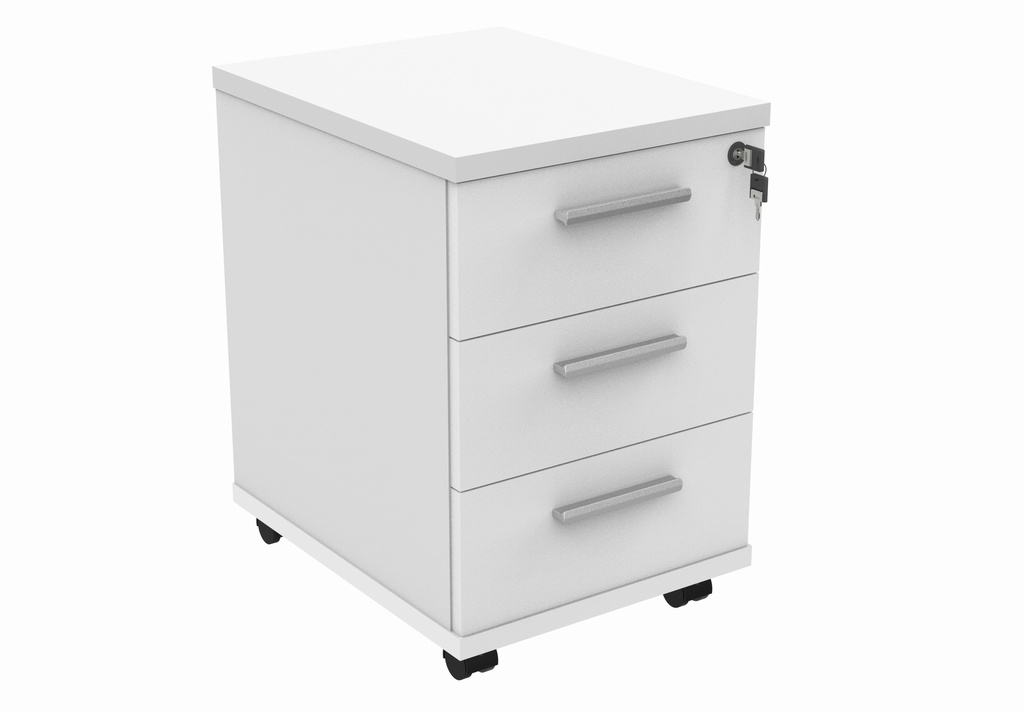 Mobile Under Desk Office Storage Unit (FSC) | 3 Drawers | Arctic White