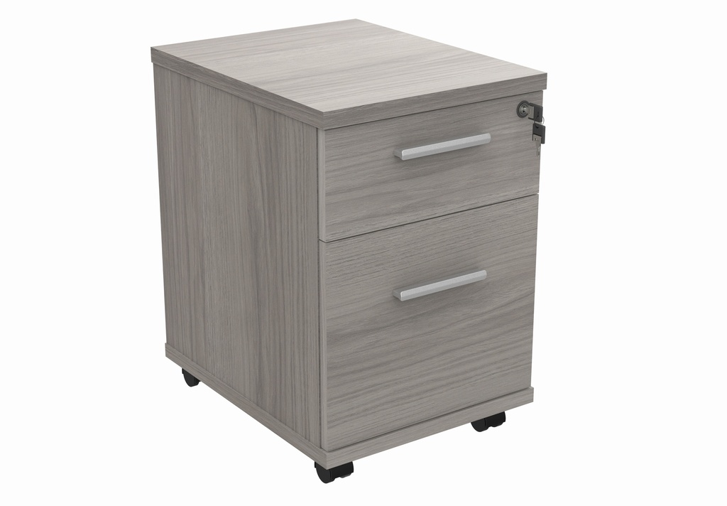 Mobile Under Desk Office Storage Unit (FSC) | 2 Drawers | Alaskan Grey Oak