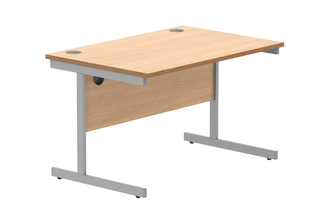 Office Rectangular Desk With Steel Single Upright Cantilever Frame (Fsc) | 1200X800 | Norwegian Beech/Silver