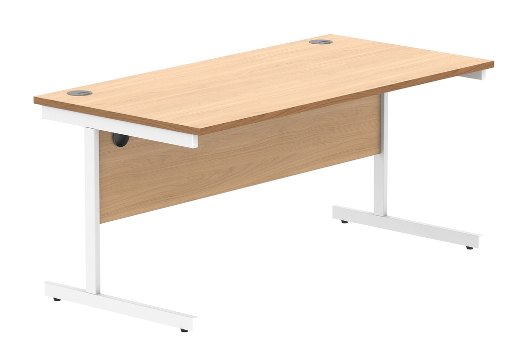 Office Rectangular Desk With Steel Single Upright Cantilever Frame (Fsc) | 1600X800 | Norwegian Beech/White