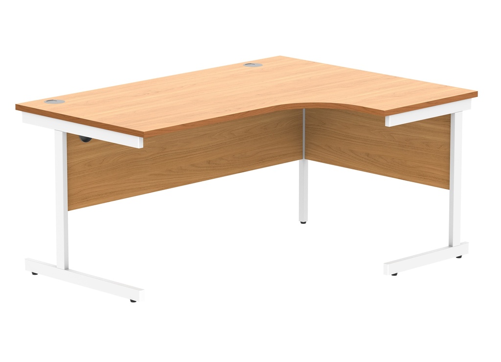 Office Right Hand Corner Desk With Steel Single Upright Cantilever Frame (Fsc) | 1600X1200 | Norwegian Beech/White