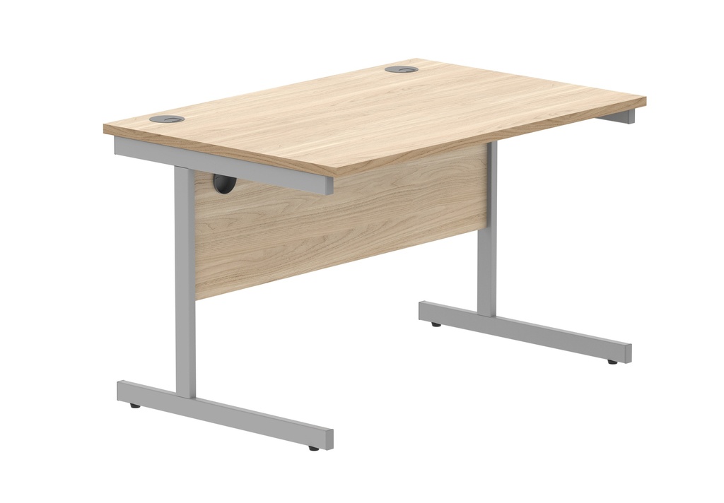 Office Rectangular Desk With Steel Single Upright Cantilever Frame (Fsc) | 1200X800 | Canadian Oak/Silver