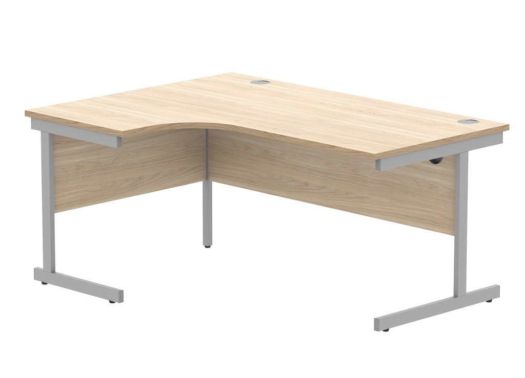 Office Left Hand Corner Desk With Steel Single Upright Cantilever Frame (Fsc) | 1600X1200 | Canadian Oak/Silver